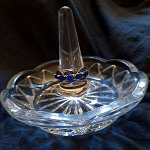 Unique three stone sapphire sterling silver